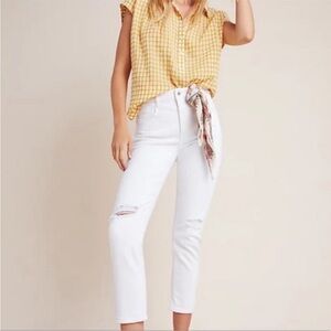 Pilcro and the Letterpress- High Rise Slim Jean, White, Size 32